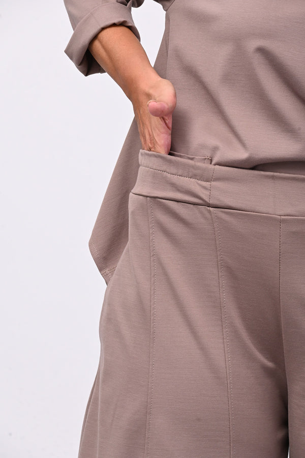 Pantalone punto Milano cuciture - Greige