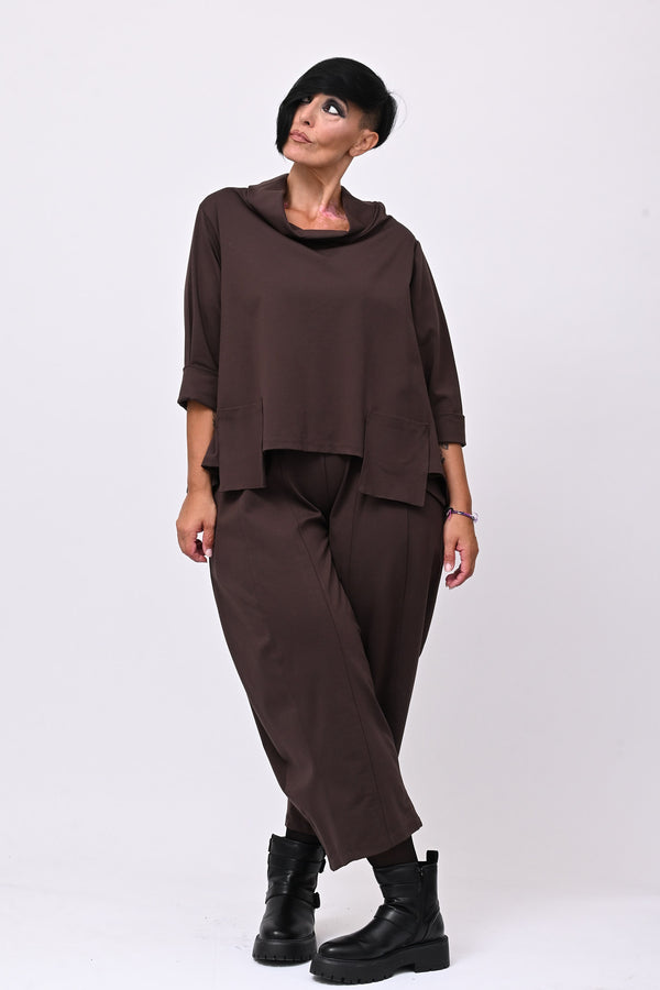 Pantalone punto Milano cuciture - Moro