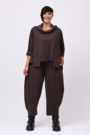 Pantalone punto Milano cuciture - Moro