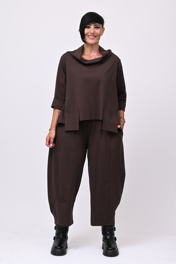 Pantalone punto Milano cuciture - Moro