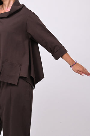 Maglia collo anello taschini - Moro