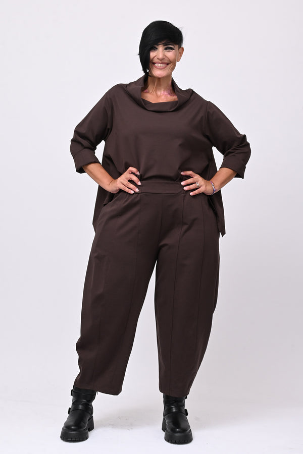 Pantalone punto Milano cuciture - Moro