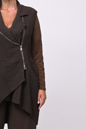 Gilet zip stropiccio - Moro