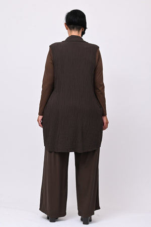 Gilet zip stropiccio - Moro