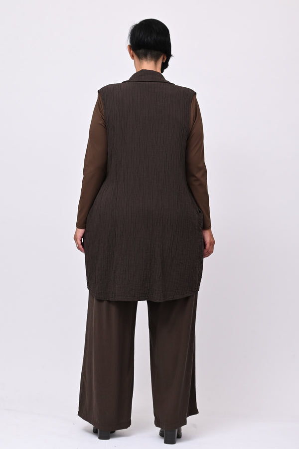 Gilet zip stropiccio - Moro