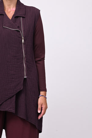 Gilet zip stropiccio - Melanzana