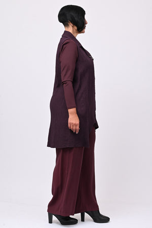 Gilet zip stropiccio - Melanzana