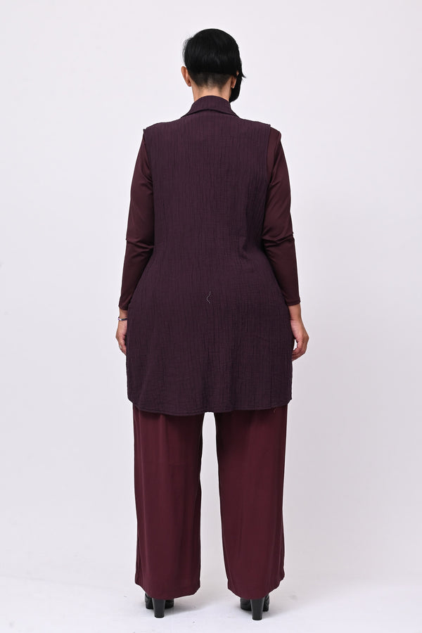 Gilet zip stropiccio - Melanzana