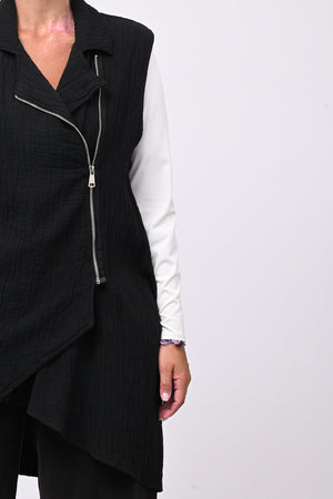 Gilet zip stropiccio - Nero