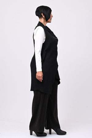 Gilet zip stropiccio - Nero