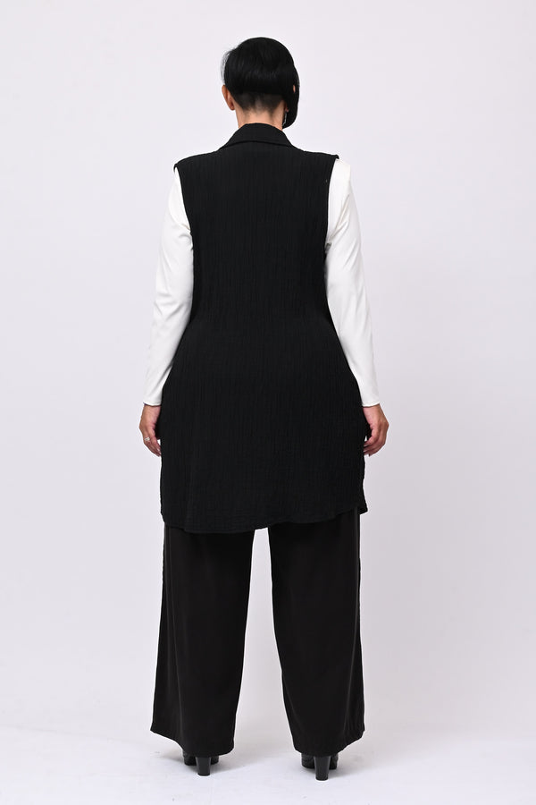 Gilet zip stropiccio - Nero