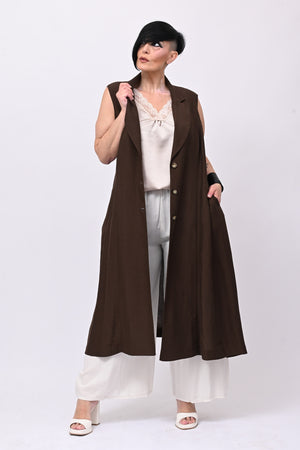 Maxi gilet lino - Moro