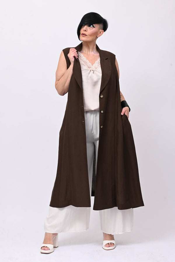 Maxi gilet lino - Moro