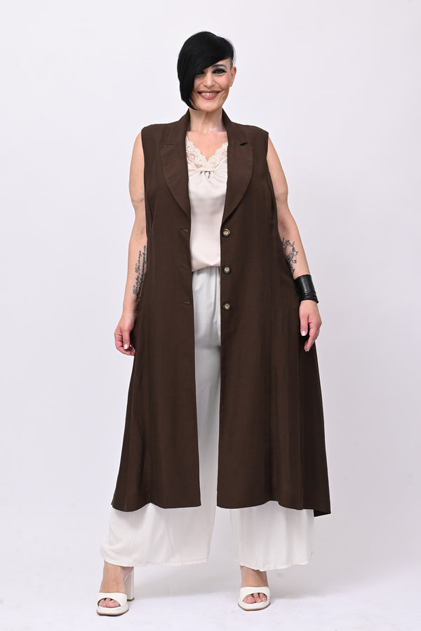Maxi gilet lino - Moro