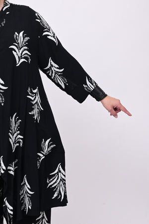 Maxi camicia coreana fantasia - Nero