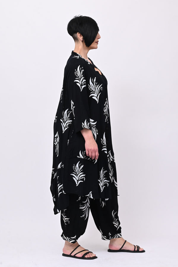 Maxi camicia coreana fantasia - Nero
