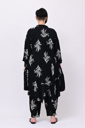 Maxi camicia coreana fantasia - Nero