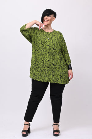 Camicia bottoni girocollo - Verde acido