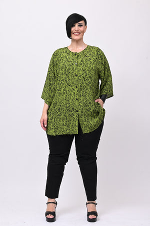Camicia bottoni girocollo - Verde acido