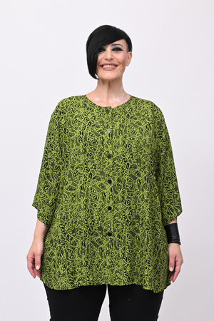 Camicia bottoni girocollo - Verde acido