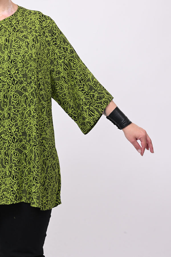 Camicia bottoni girocollo - Verde acido