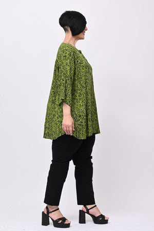 Camicia bottoni girocollo - Verde acido