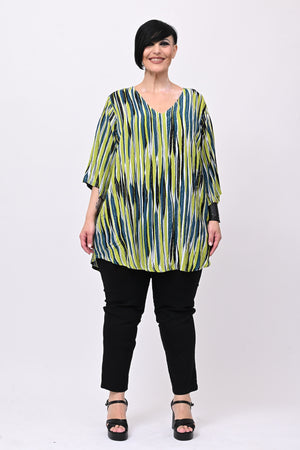 Blusa tasche scollo V - Verde acido