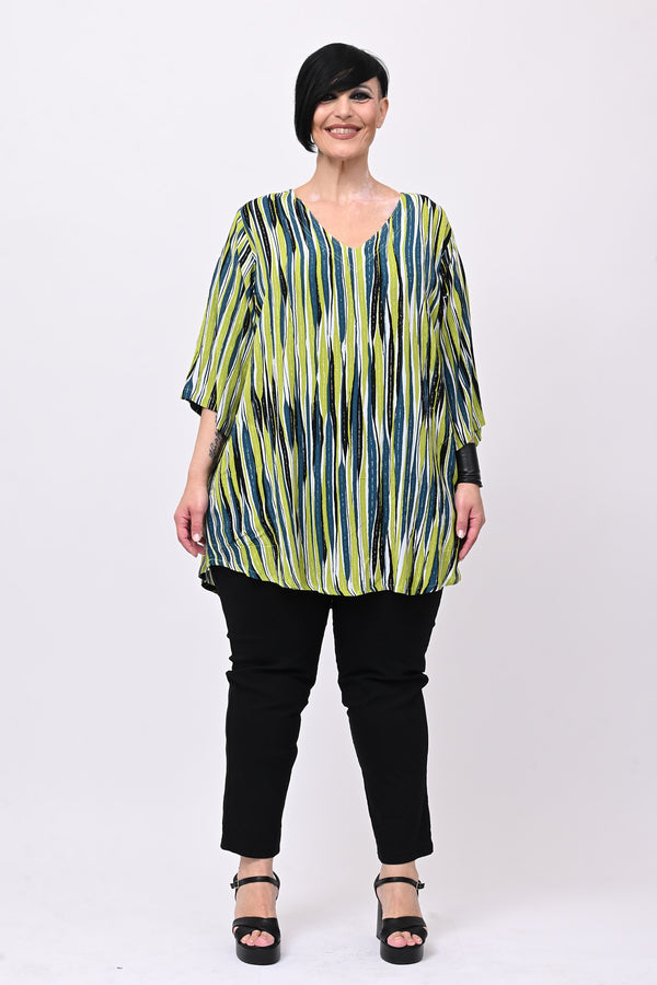 Blusa tasche scollo V - Verde acido