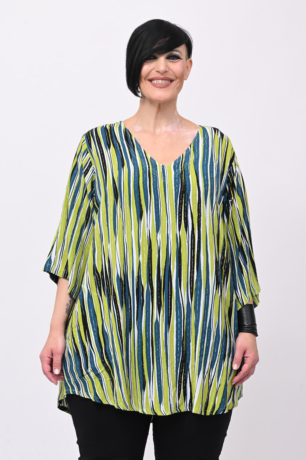 Blusa tasche scollo V - Verde acido