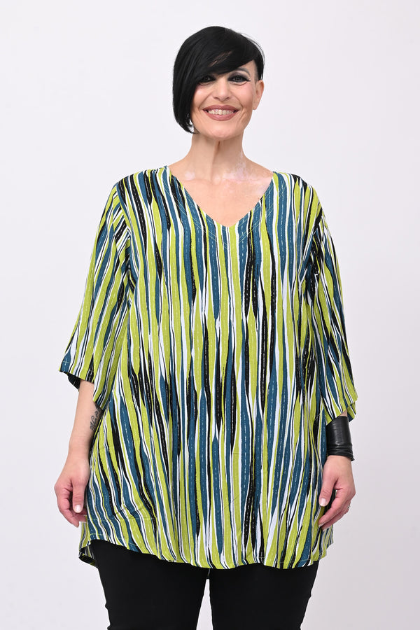 Blusa tasche scollo V - Verde acido