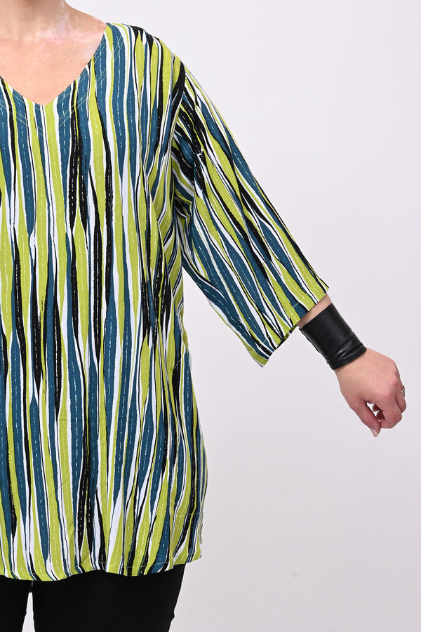 Blusa tasche scollo V - Verde acido