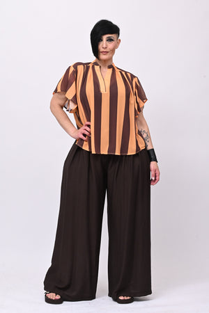 Blusa righe svasata - Papaya