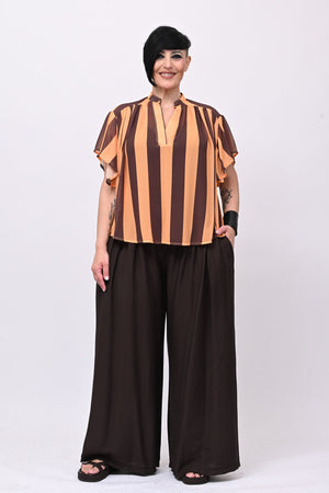 Blusa righe svasata - Papaya