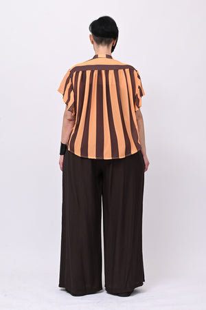 Blusa righe svasata - Papaya