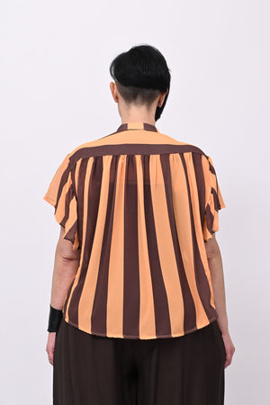 Blusa righe svasata - Papaya