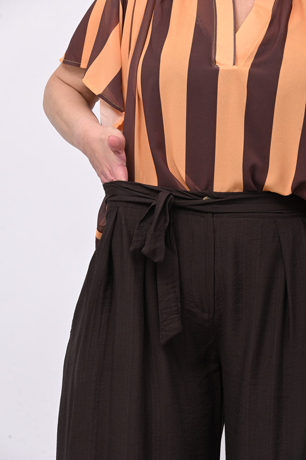 Pantalone maxi pieghe - Moro