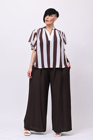 Blusa righe svasata - Moro