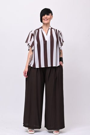 Blusa righe svasata - Moro