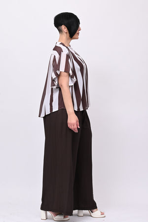 Blusa righe svasata - Moro