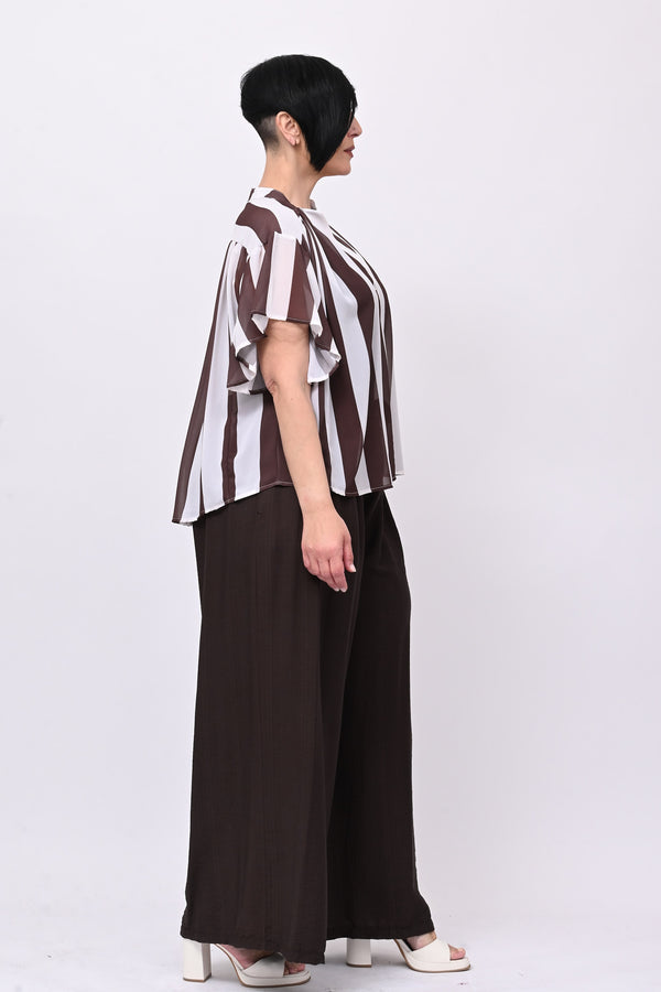 Blusa righe svasata - Moro