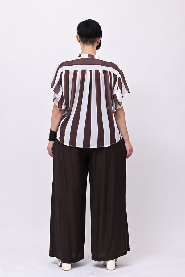 Blusa righe svasata - Moro
