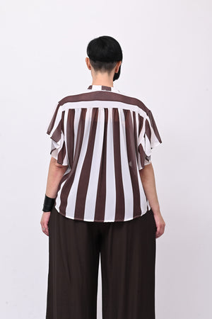 Blusa righe svasata - Moro