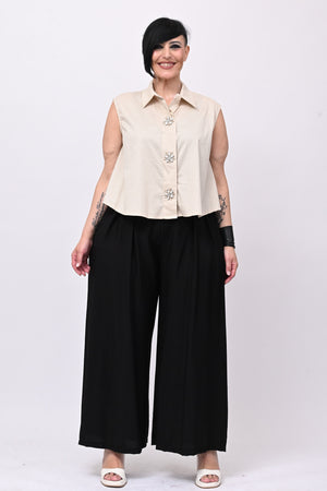 Camicia smanicata strass - Burro