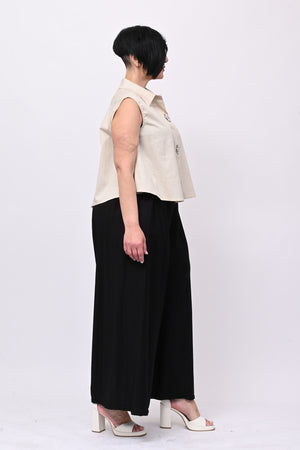 Pantalone maxi pieghe - Nero