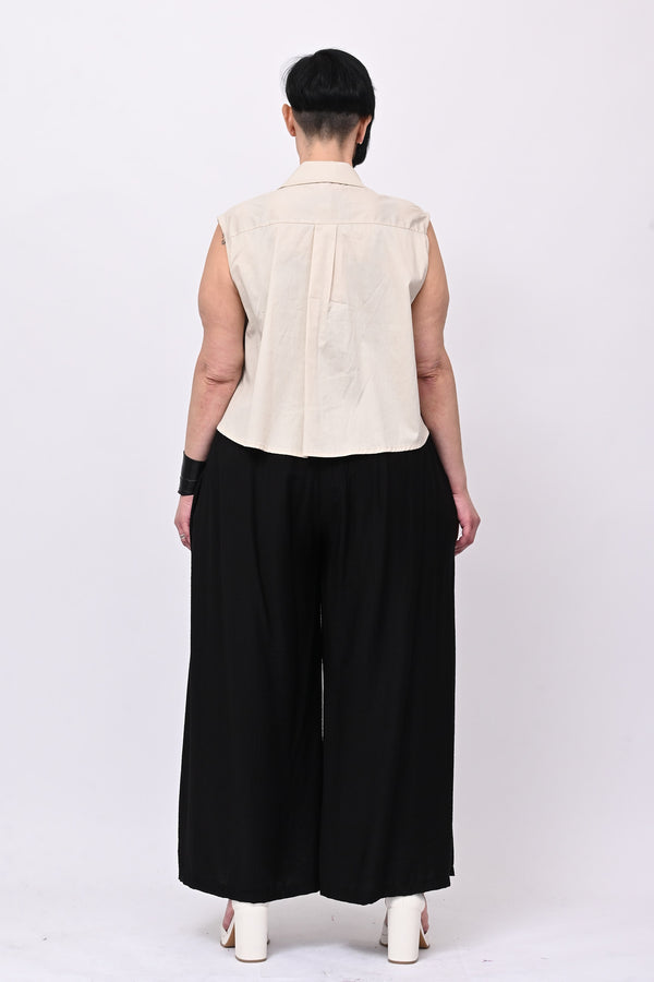 Camicia smanicata strass - Burro