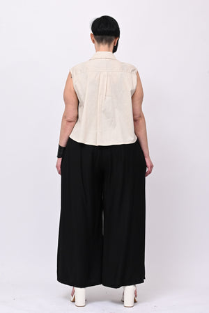 Pantalone maxi pieghe - Nero