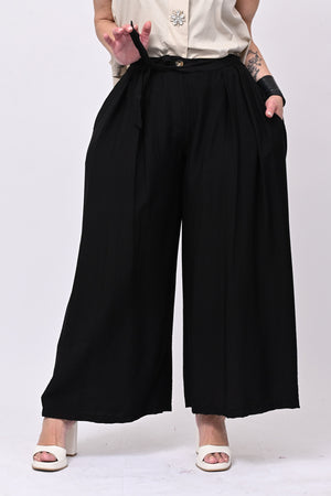 Pantalone maxi pieghe - Nero