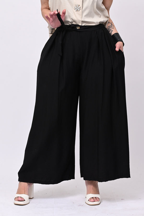 Pantalone maxi pieghe - Nero
