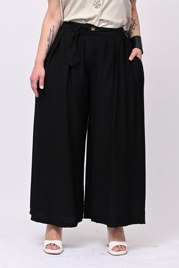 Pantalone maxi pieghe - Nero