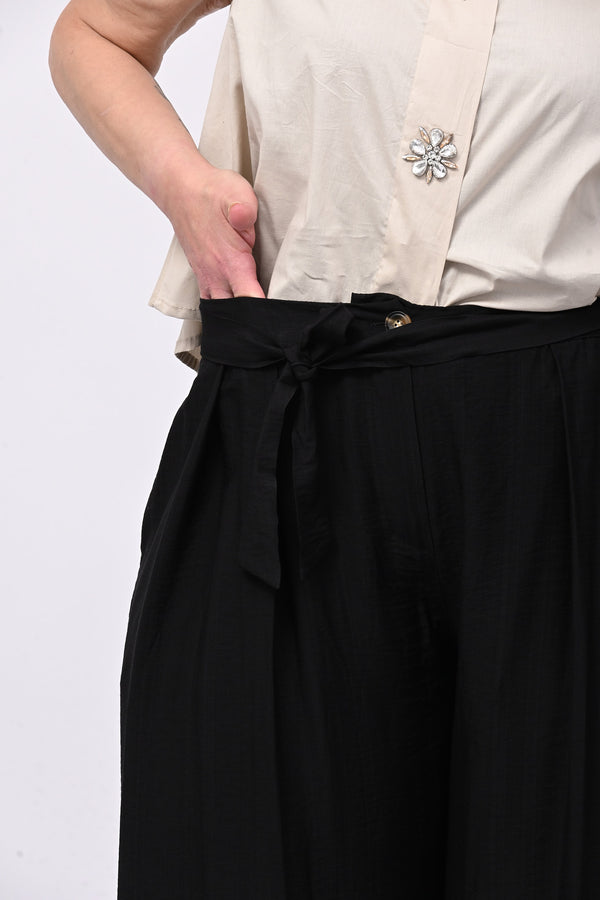 Pantalone maxi pieghe - Nero